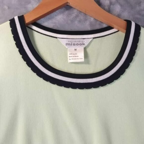 Exclusively Misook Sleeveless Top M Pastel Green Shirt Stretchy Retro preppychic - Picture 3 of 9